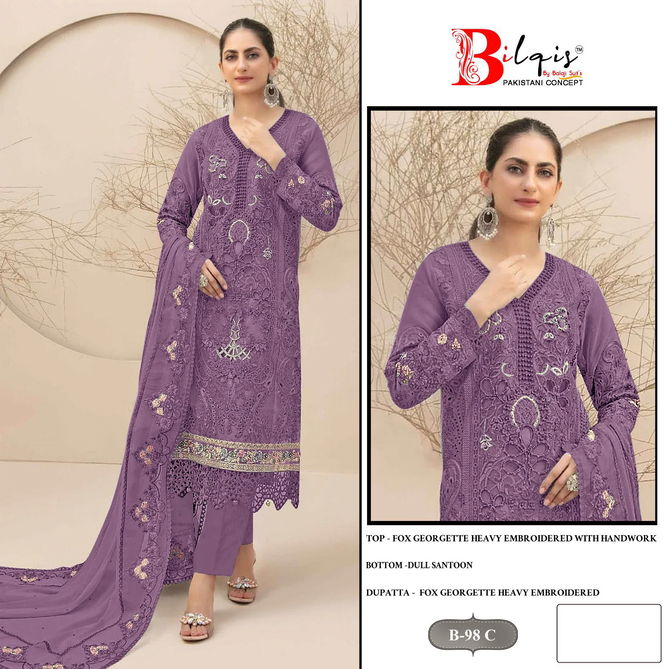 Bilqis B 98 A to D Faux Georgette Pakistani Suits Wholesale Shop In Surat
